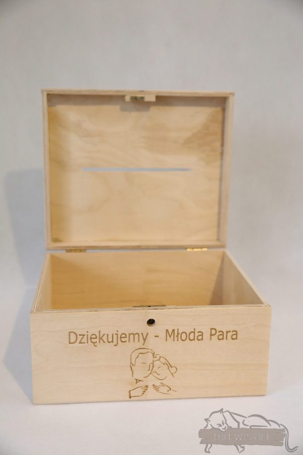 Drewniane pudełko na koperty ślubne małe-grawer 3